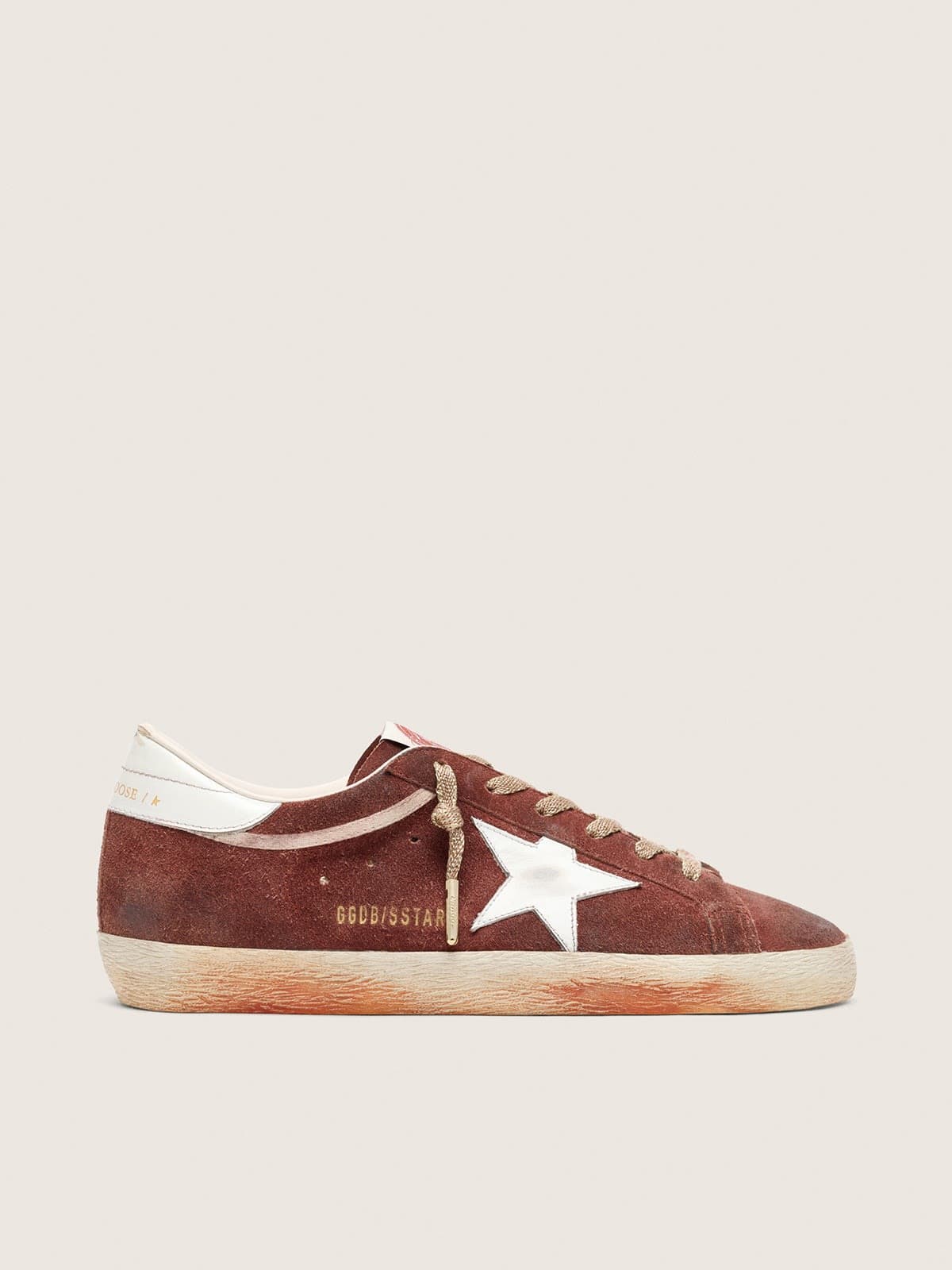 Golden Goose - Women&rsquo;s Super-Star in rust suede with metallic platinum leather star in 