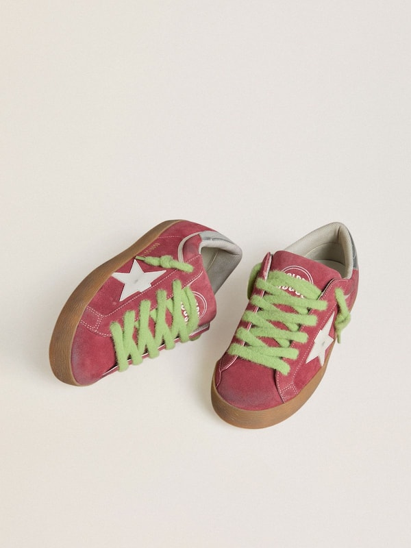 Women&rsquo;s Super-Star in red suede with white leather star and silver leather heel tab