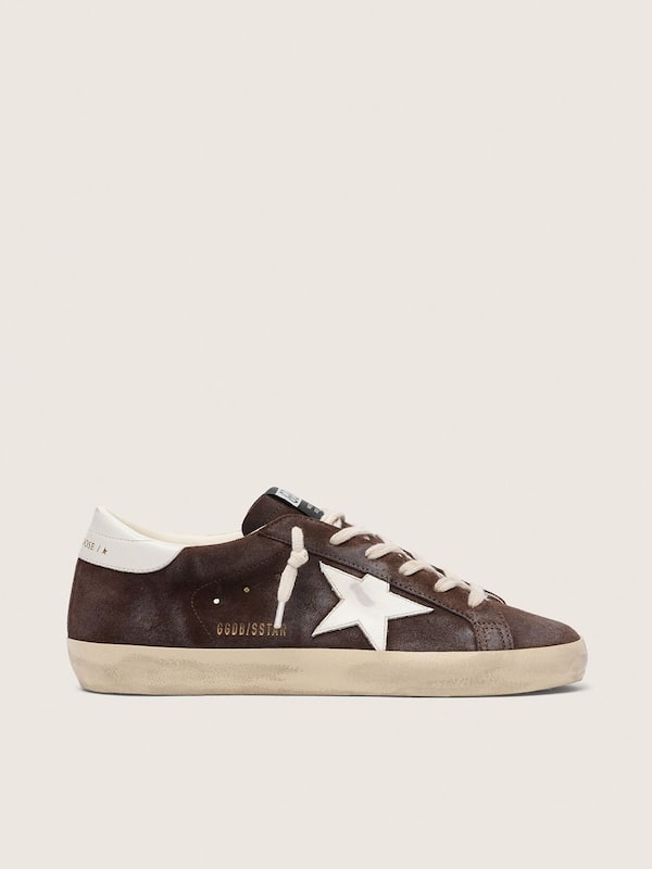 Golden Goose - Super-Star Damen aus braunem Rauleder mit wei&szlig;em Stern in 