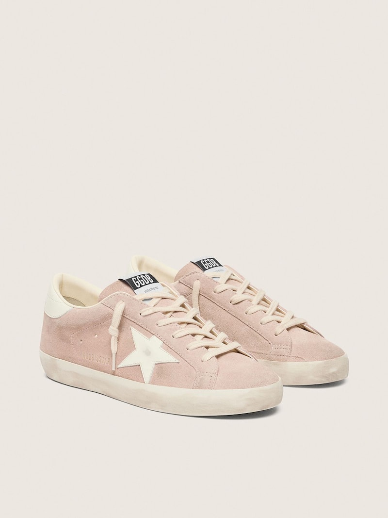 Golden Goose - Super-Star de mujer de ante rosa p&aacute;lido con estrella blanca in 