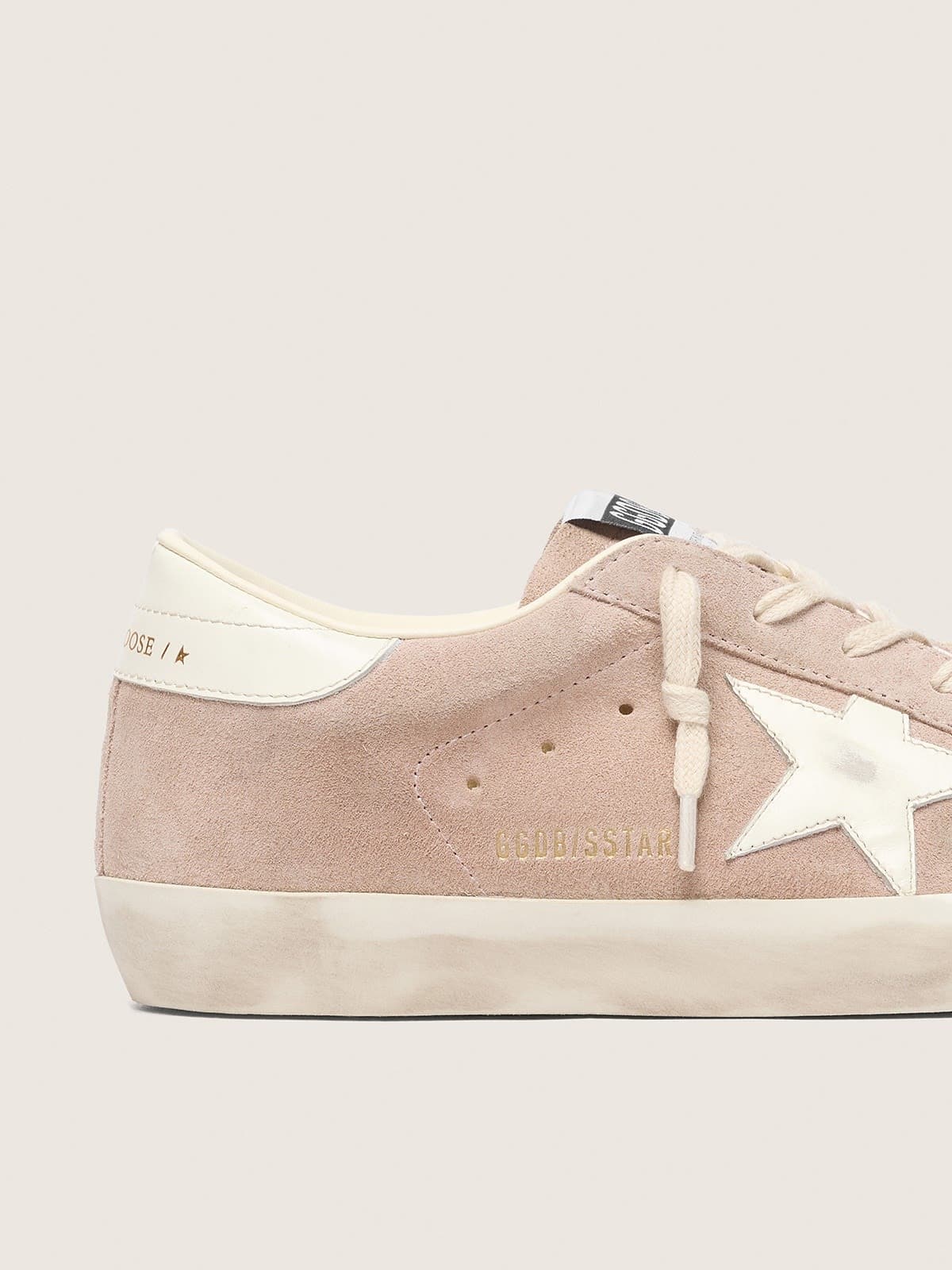 Golden Goose - Super-Star donna in suede rosa cipria con stella bianca in 