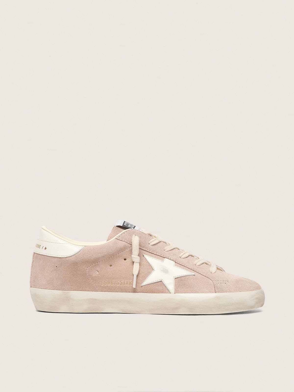 Golden Goose - Super-Star donna in suede rosa cipria con stella bianca in 