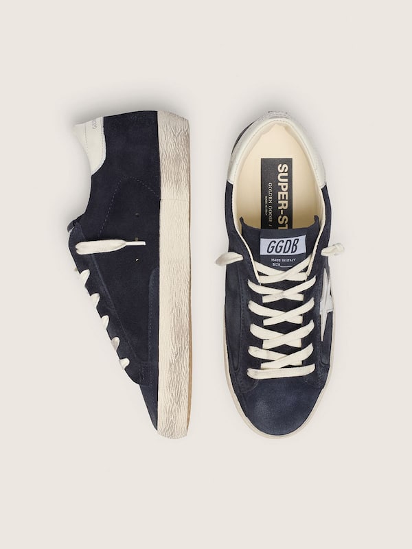 Women&rsquo;s Super-Star in navy blue suede with silver star