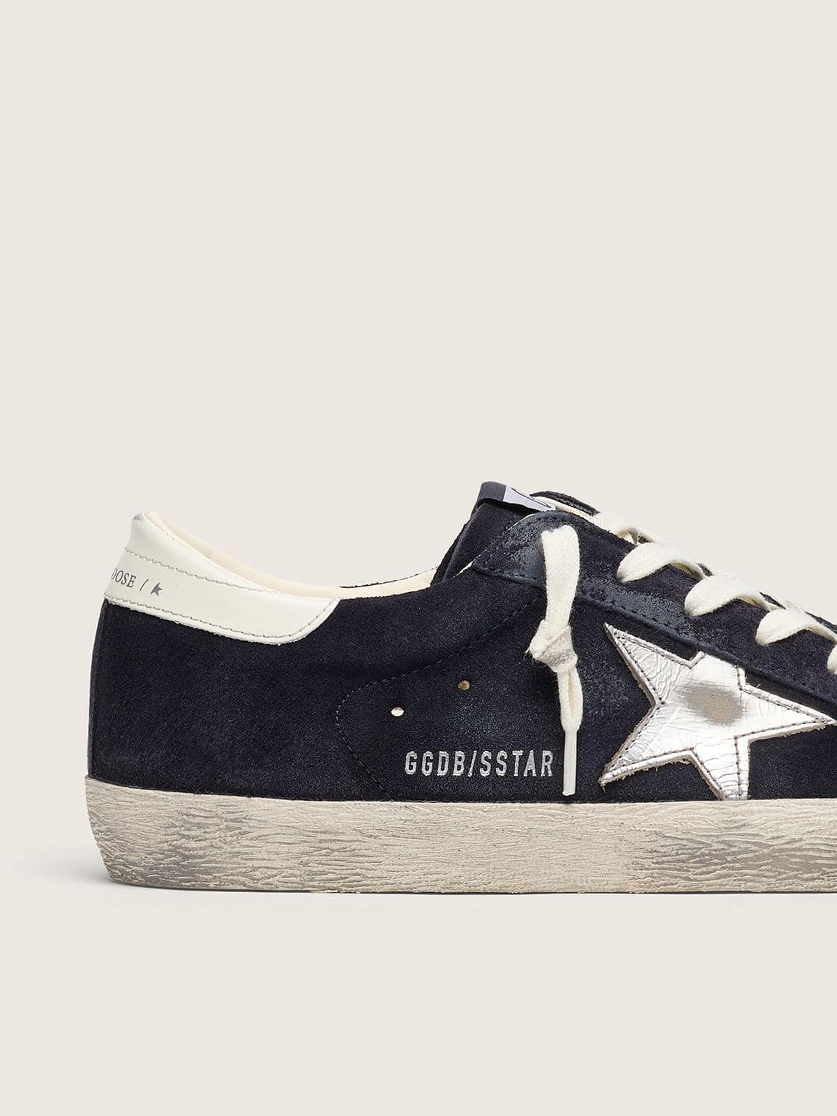 Golden Goose Women&rsquo;s Super-Star in navy blue suede with silver star Super-Star blue woman