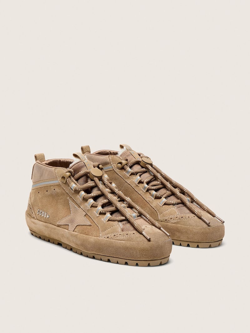 Golden Goose - Women's Mid Star Ski in caramel suede with nubuck star and suede heel tab in 