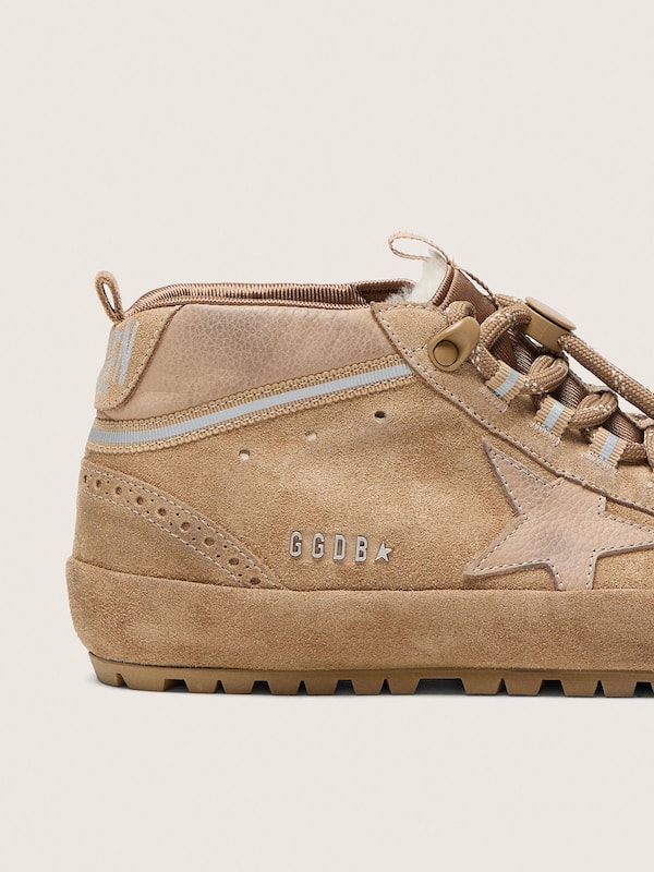 Golden Goose - Women's Mid Star Ski in caramel suede with nubuck star and suede heel tab in 