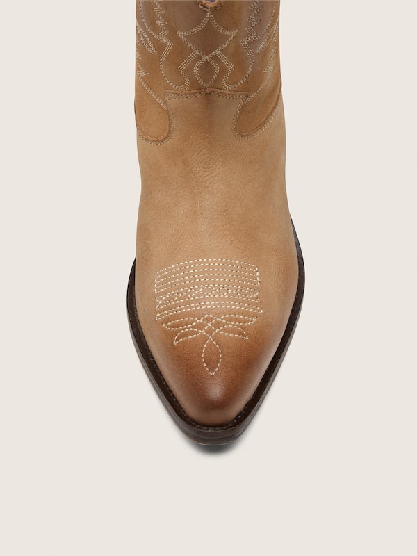 Golden Goose - Bottes basses Wish Star en cuir velours tabac avec talon in 