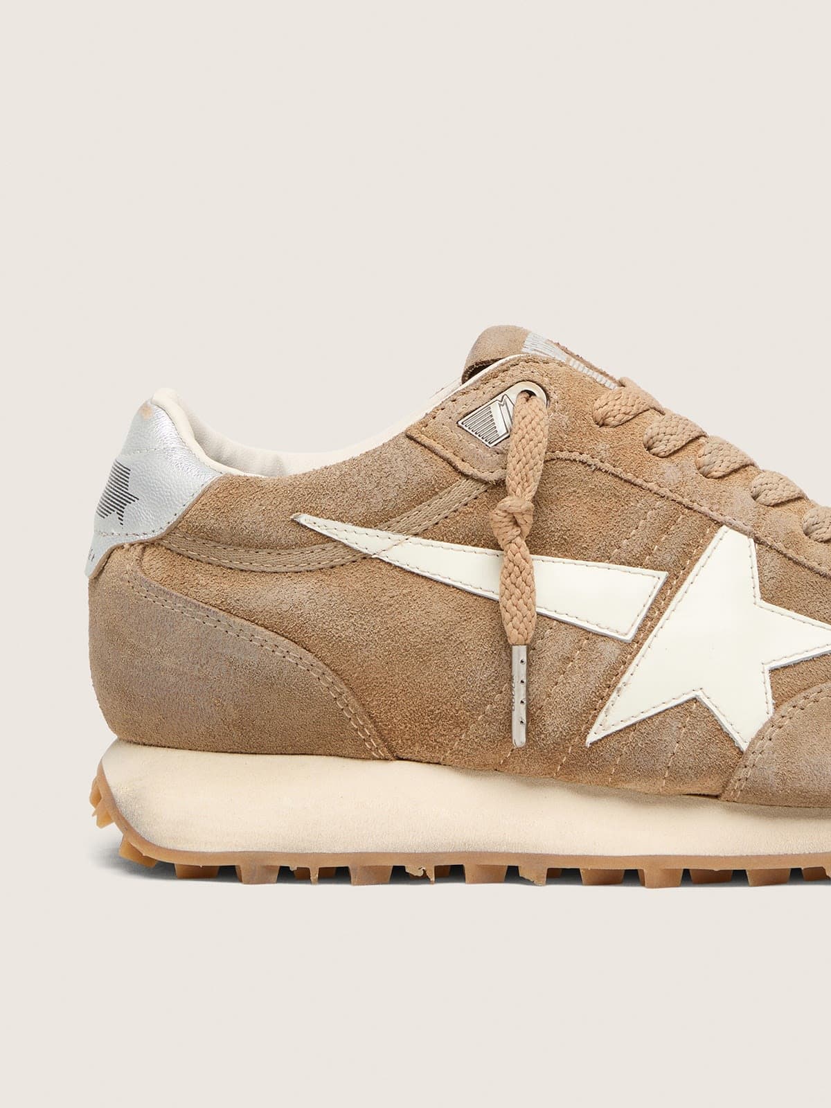 Golden Goose - Marathon donna in suede tabacco con stella bianca in 
