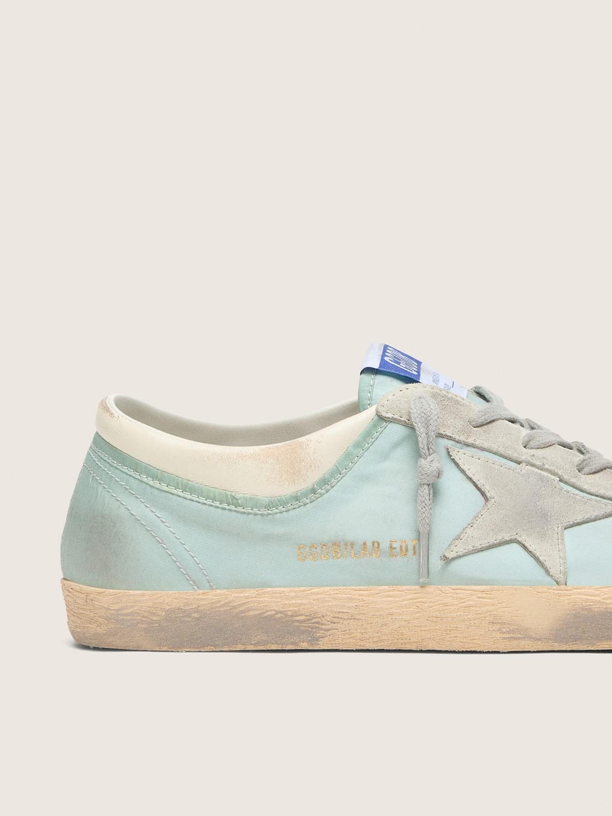 Golden Goose - Women&rsquo;s Super-Star in light green nylon with light gray suede star in 