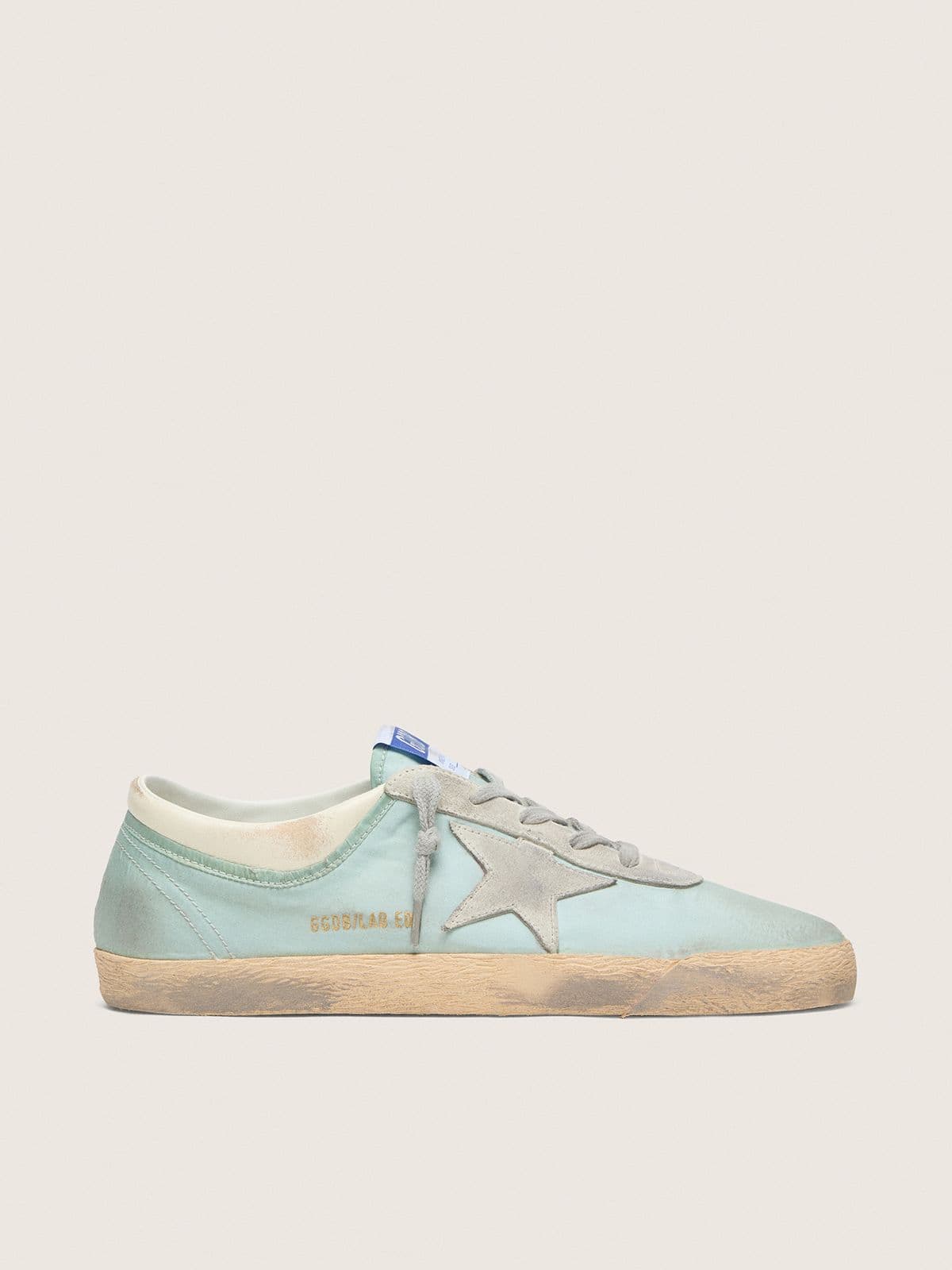 Golden Goose - Women&rsquo;s Super-Star in light green nylon with light gray suede star in 
