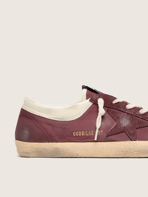Golden Goose Women's Super-Star LAB in burgundy nylon with tone-on-tone star Super-Star burgundy woman