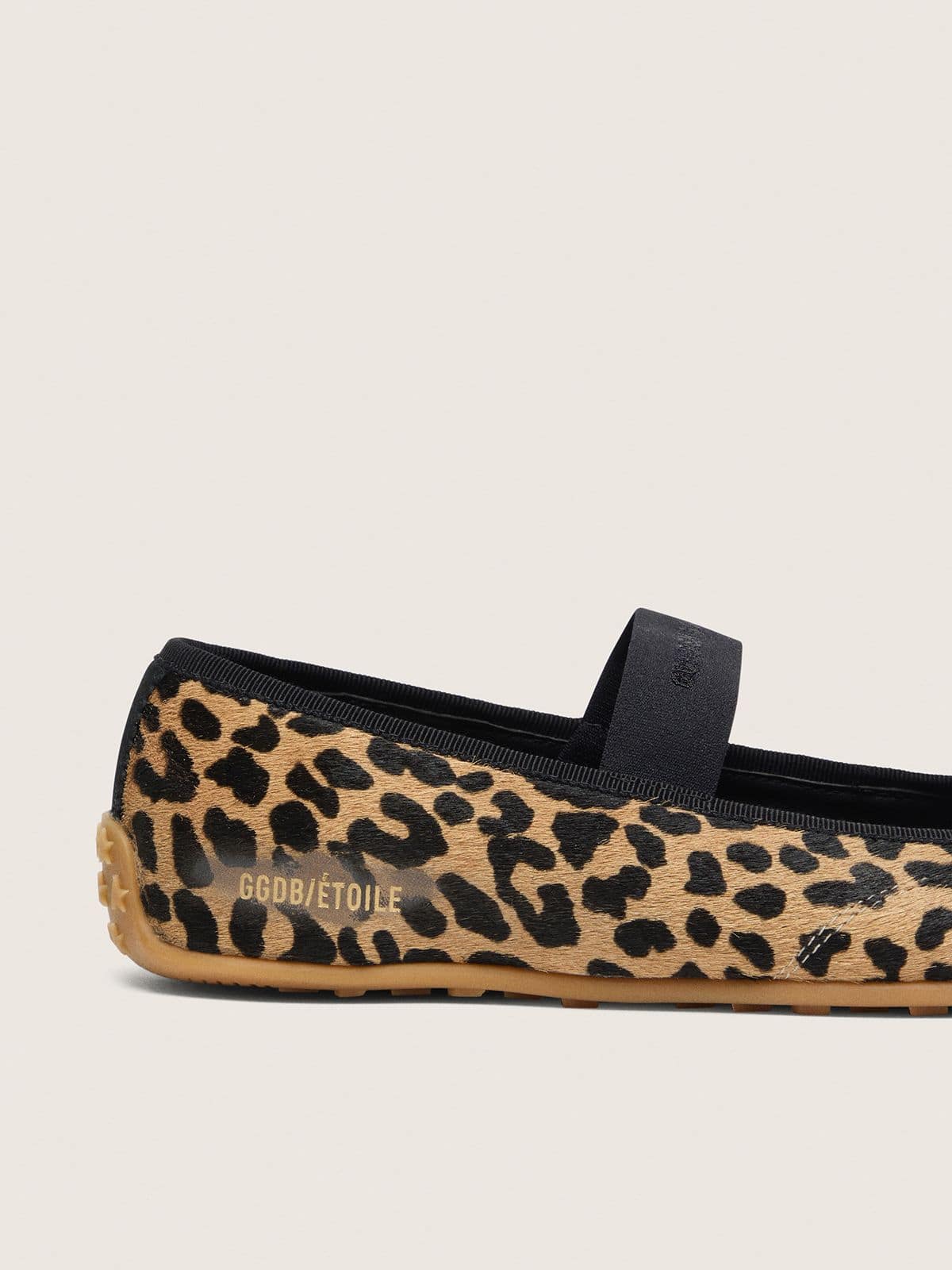 Golden Goose - Ballerine &Eacute;toile in cavallino leopardato con stella ricamata nera e fascia elastica in 