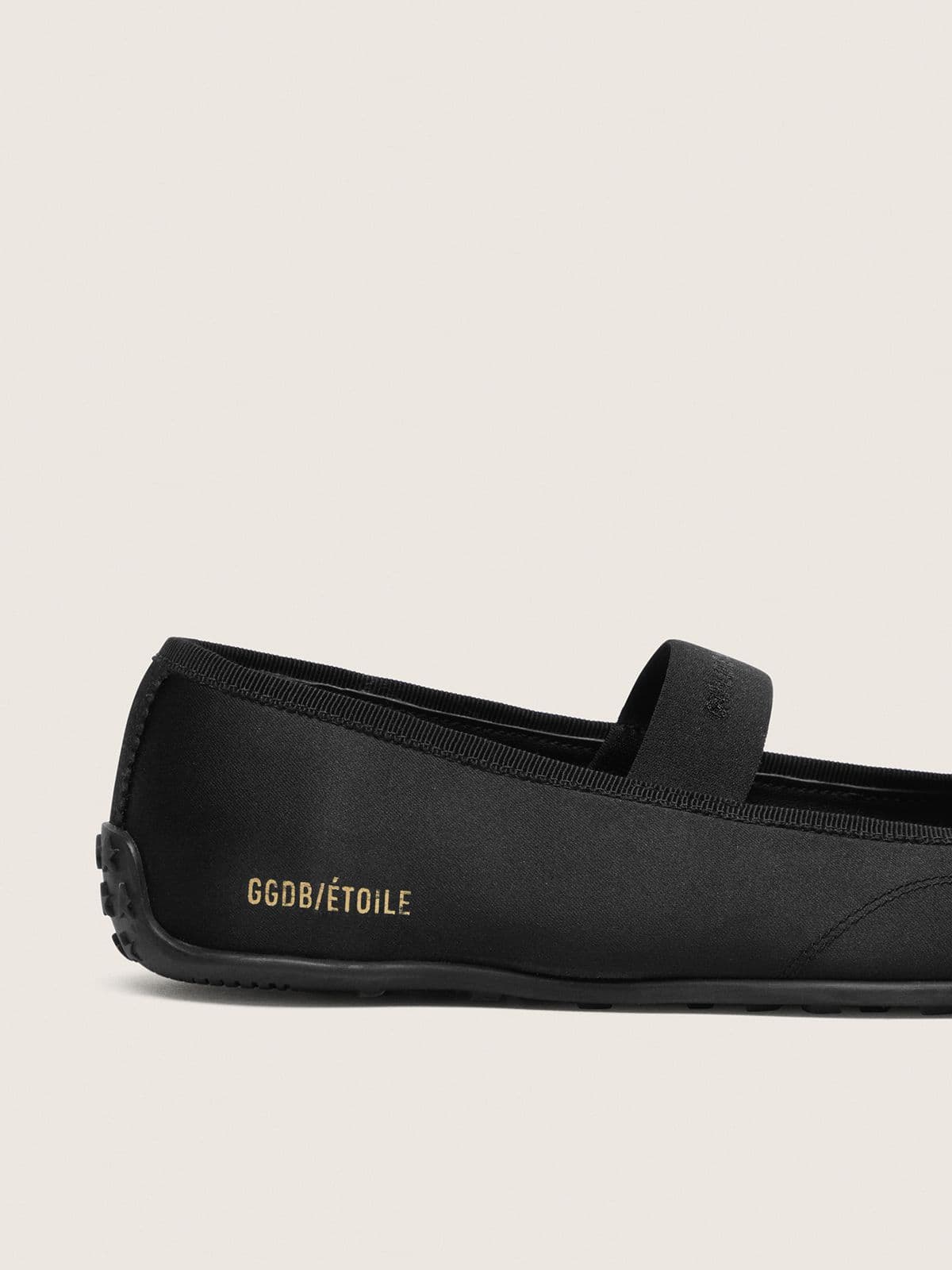 Golden Goose - Ballerine &Eacute;toile in satin nero con stella ricamata nera e fascia elastica in 