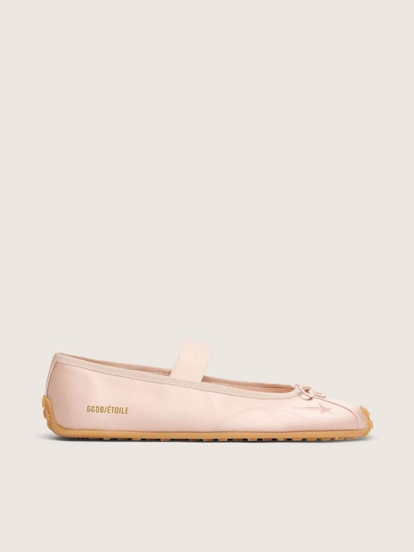 Golden Goose - Ballerines &Eacute;toile en satin rose poudr&eacute; avec &eacute;toile brod&eacute;e rose poudr&eacute; et bande &eacute;lastique in 