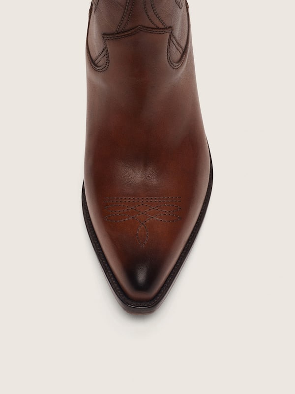 Golden Goose - Women's high Wish Star boots in brown leather with floral embroidery in 