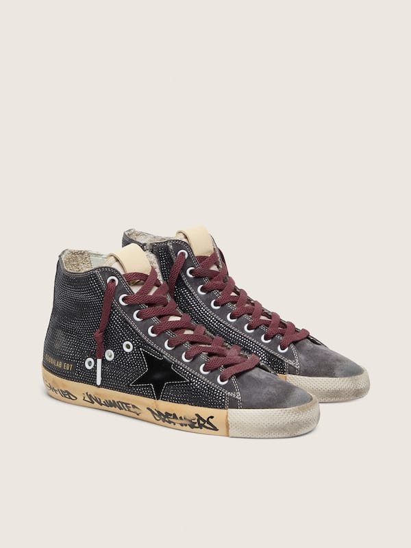 Women&rsquo;s Francy LAB in black suede with black star and black Swarovski