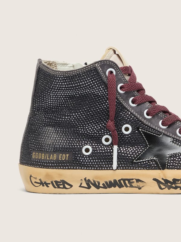 Golden Goose - Francy LAB donna in suede nero con stella nera e Swarovski neri in 