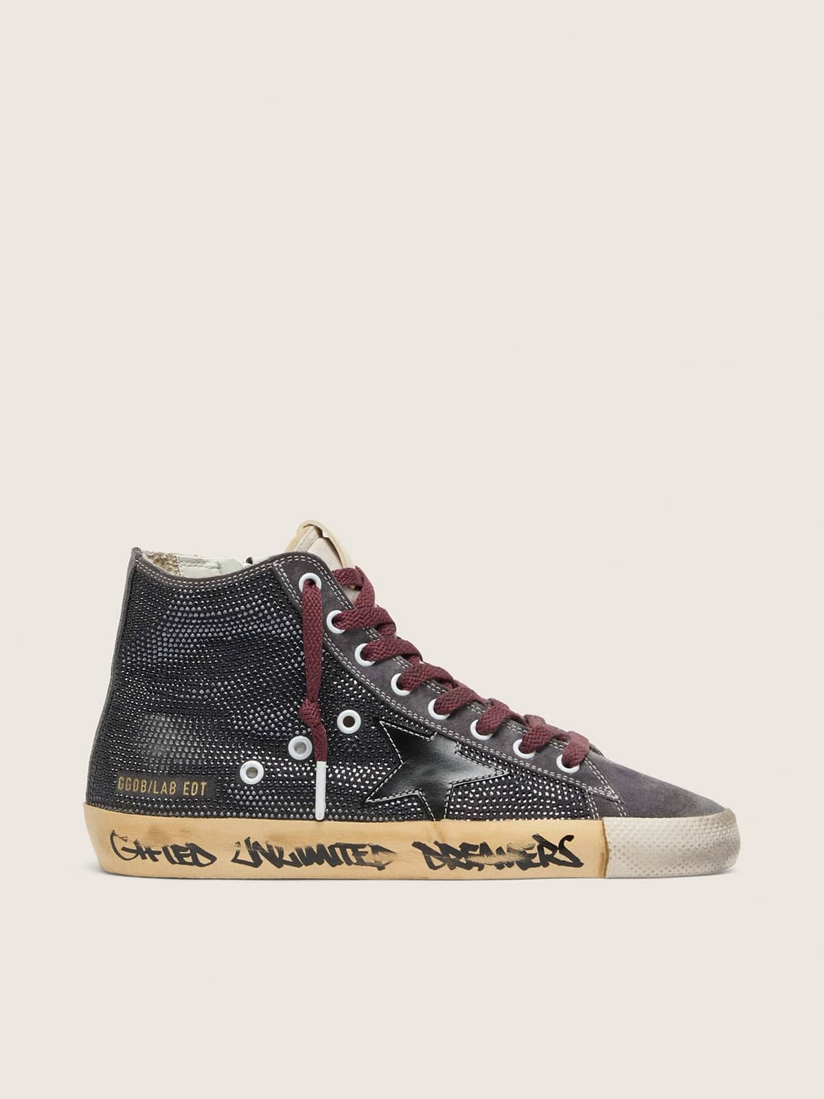 Golden Goose - Francy LAB donna in suede nero con stella nera e Swarovski neri in 