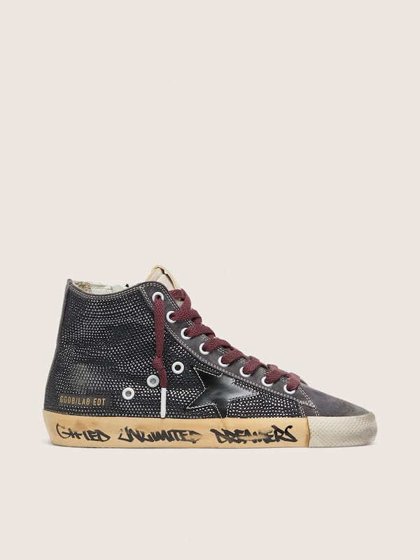 Golden Goose - Francy LAB donna in suede nero con stella nera e Swarovski neri in 