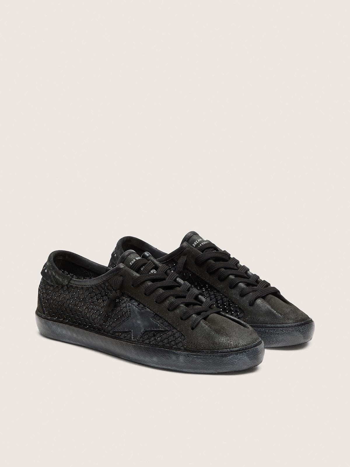 Golden Goose - Super-Star LTD donna in suede nero traforato con stella e cristalli neri in 