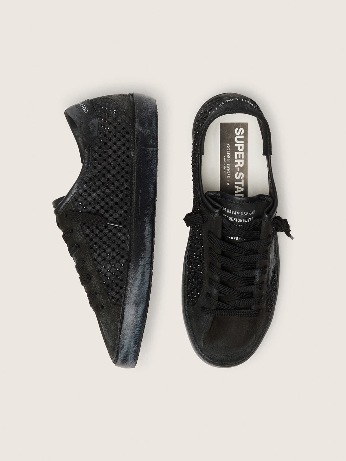 Golden Goose - Super-Star LTD donna in suede nero traforato con stella e cristalli neri in 