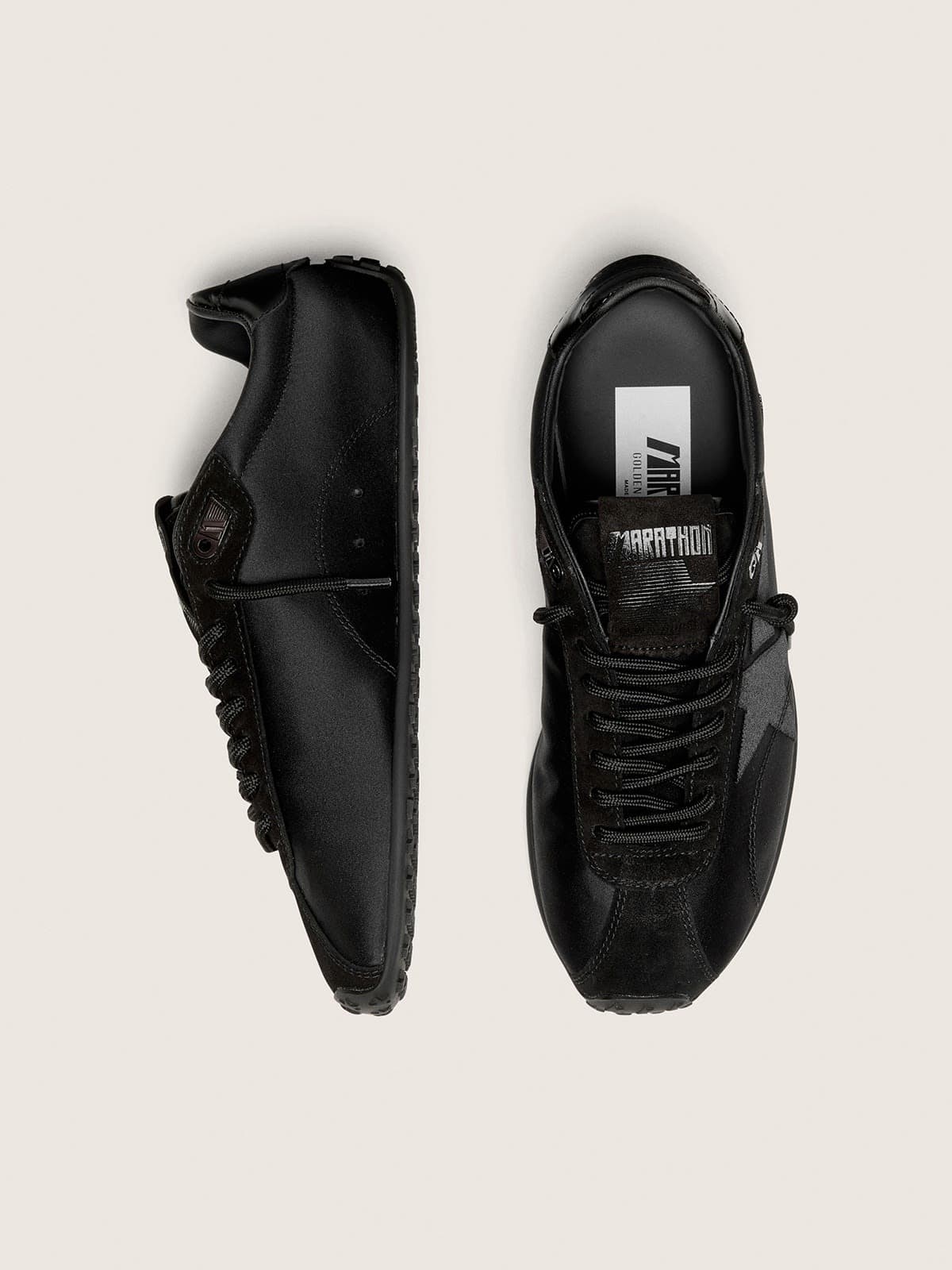 Golden Goose - Women&rsquo;s Marathon Speed in black satin with black star in 