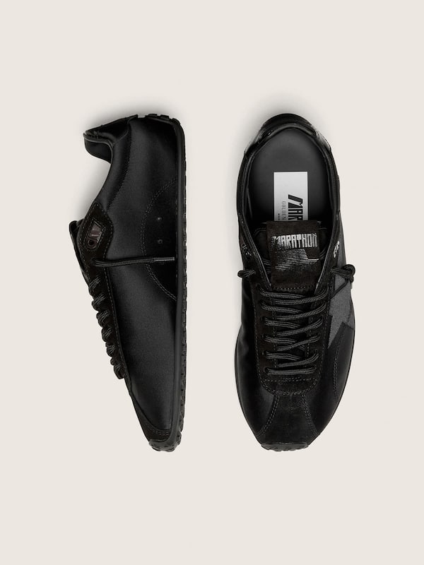 Golden Goose - Women&rsquo;s Marathon Speed in black satin with black star in 