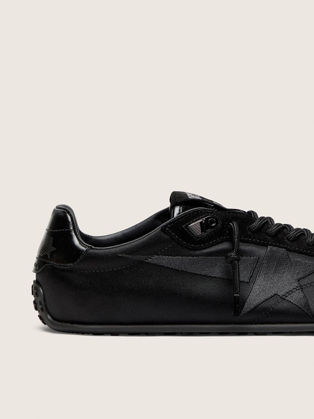 Golden Goose - Women&rsquo;s Marathon Speed in black satin with black star in 