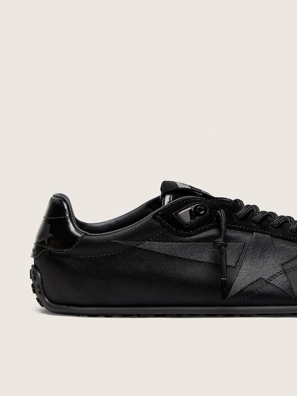 Golden Goose - Women&rsquo;s Marathon Speed in black satin with black star in 