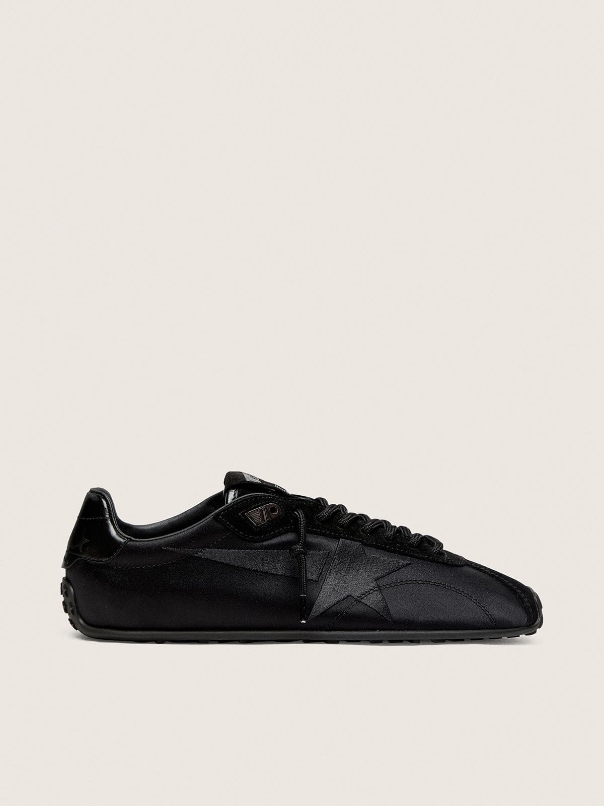 Golden Goose - Women&rsquo;s Marathon Speed in black satin with black star in 