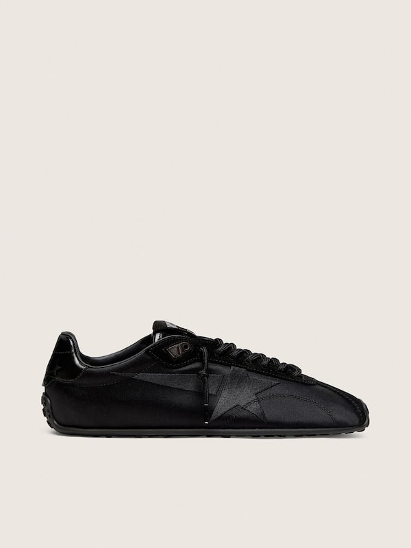 Golden Goose - Women&rsquo;s Marathon Speed in black satin with black star in 