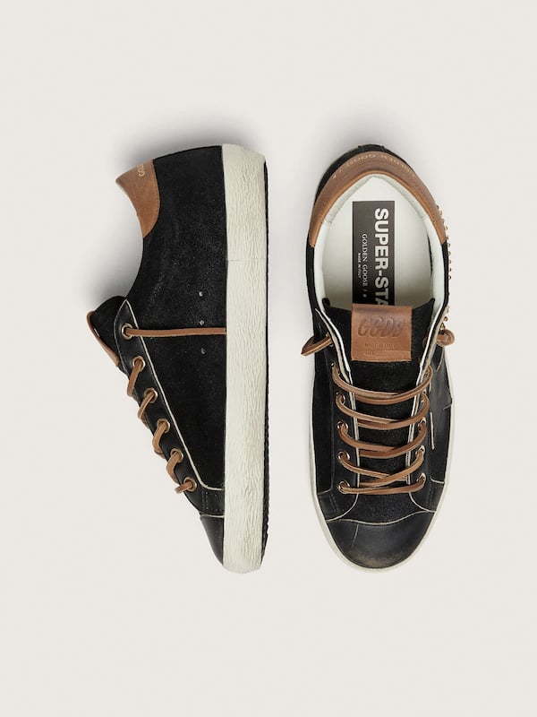 Golden Goose - Women&rsquo;s Super-Star LTD in black glitter leather with black leather star in 