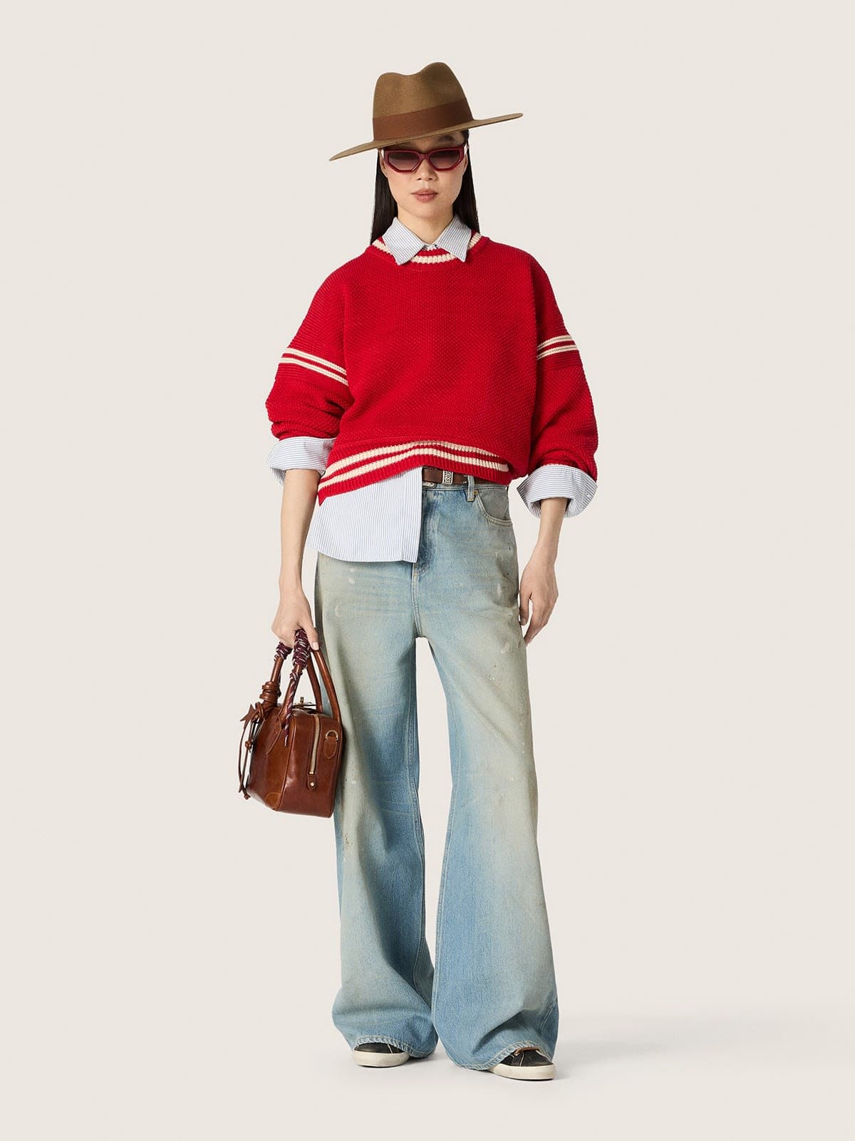 Golden Goose - Super-Star LTD Damen aus Leder mit schwarzem Glitzer und schwarzem Lederstern in 