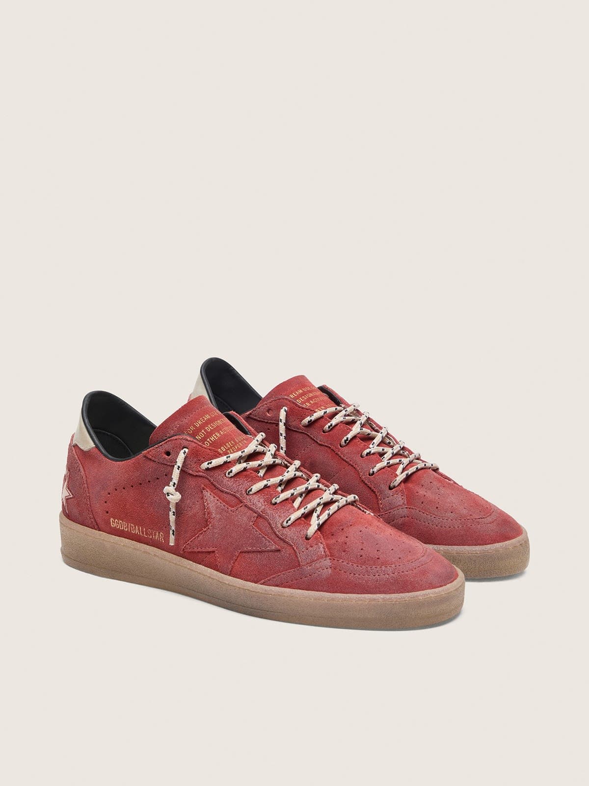 Golden Goose - Ball Star feminino suede vermelho ferrugem com estrela tom sobre tom in 