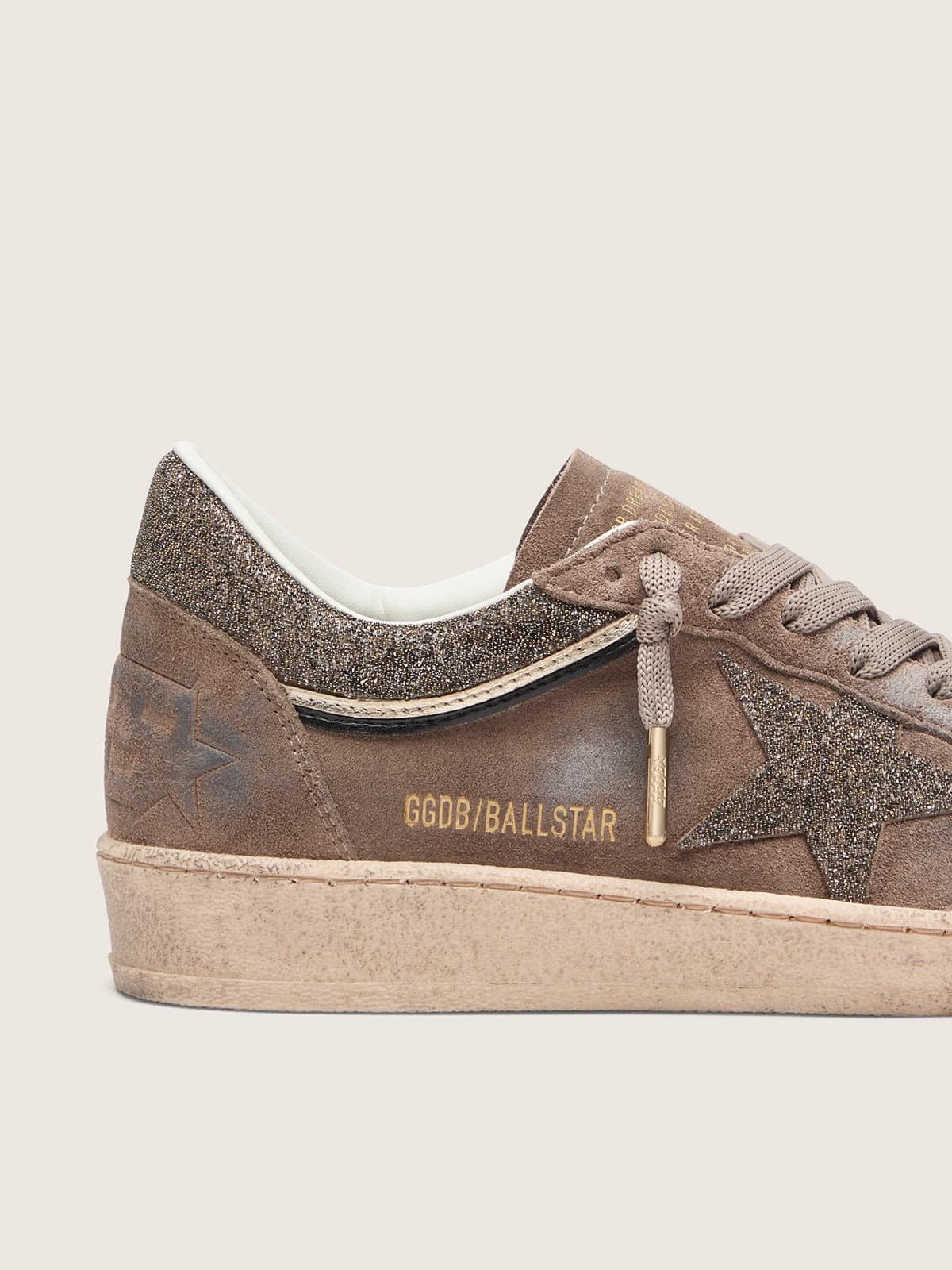 Golden Goose - Ball Star donna in suede marrone con stella Swarovski marrone in 