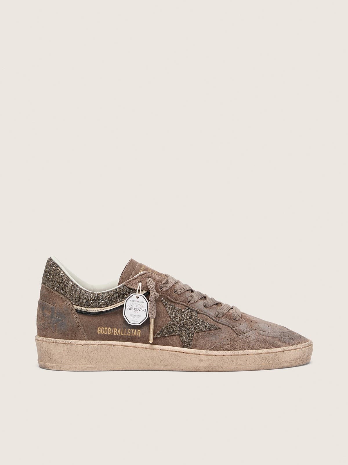 Golden Goose - Ball Star donna in suede marrone con stella Swarovski marrone in 