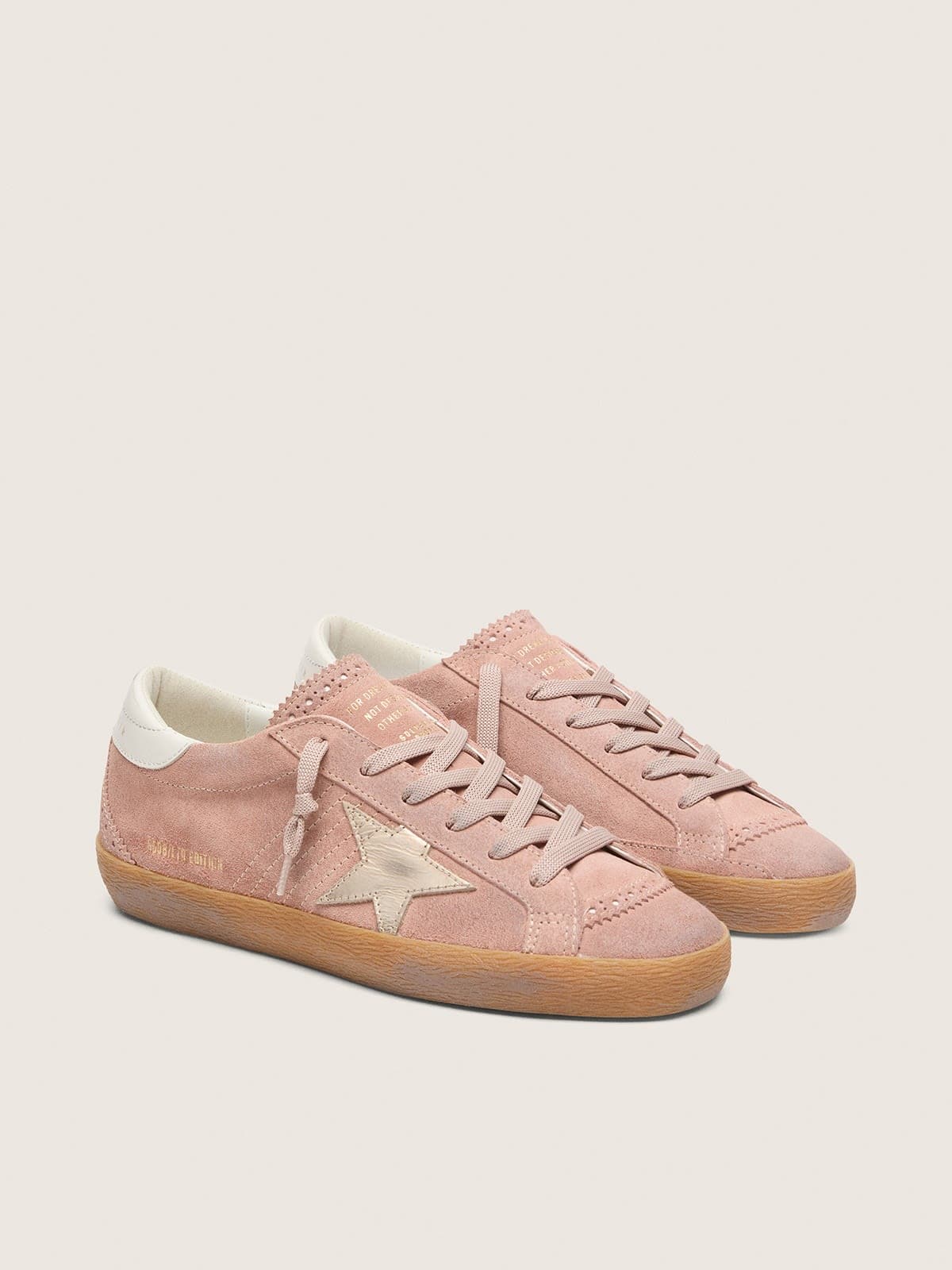 Super-Star LTD de mujer de ante rosa con estrella de piel laminada platino
