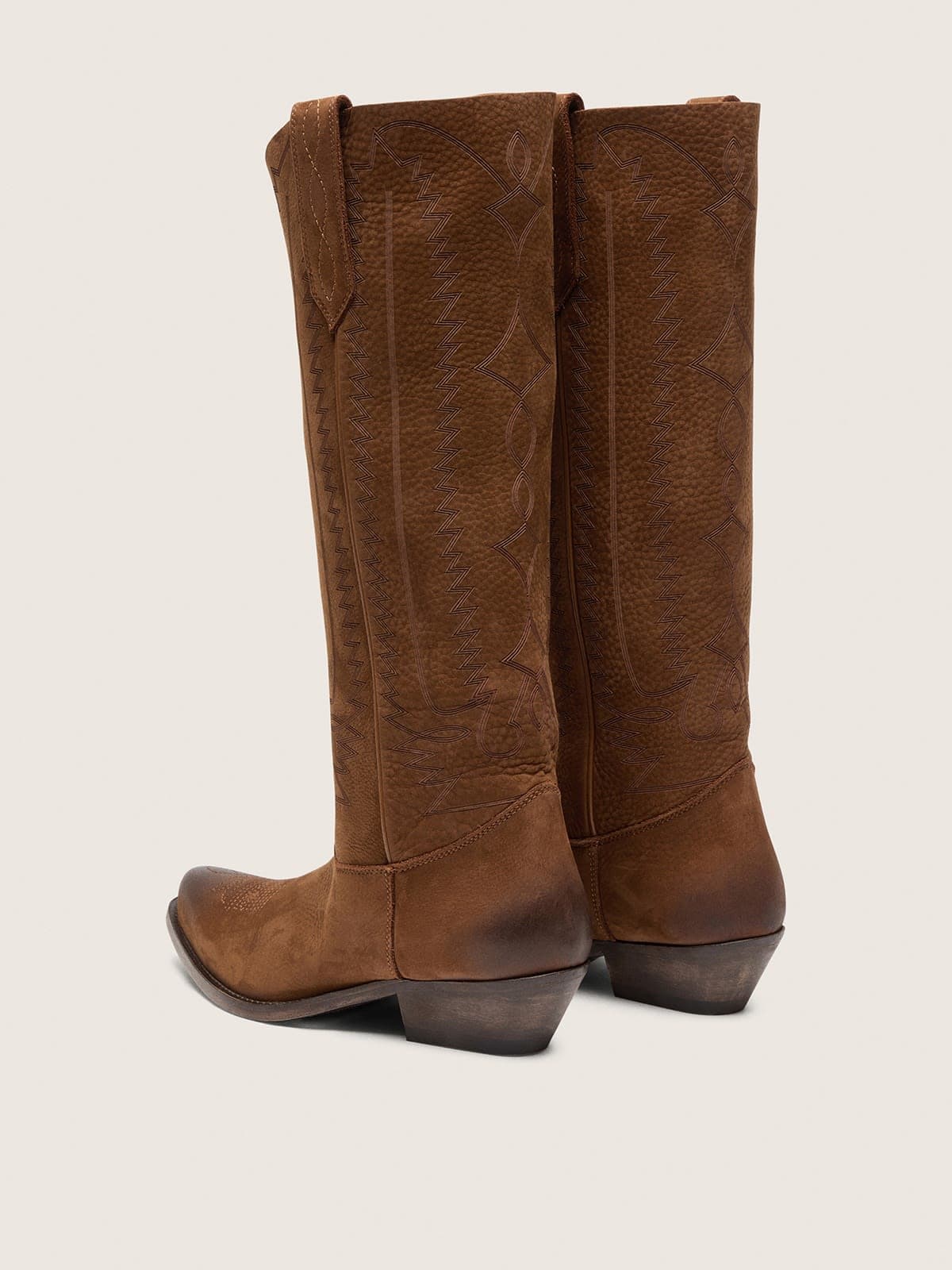 Golden Goose - Bottes Wish Star en cuir marron avec motif grav&eacute; au laser in 