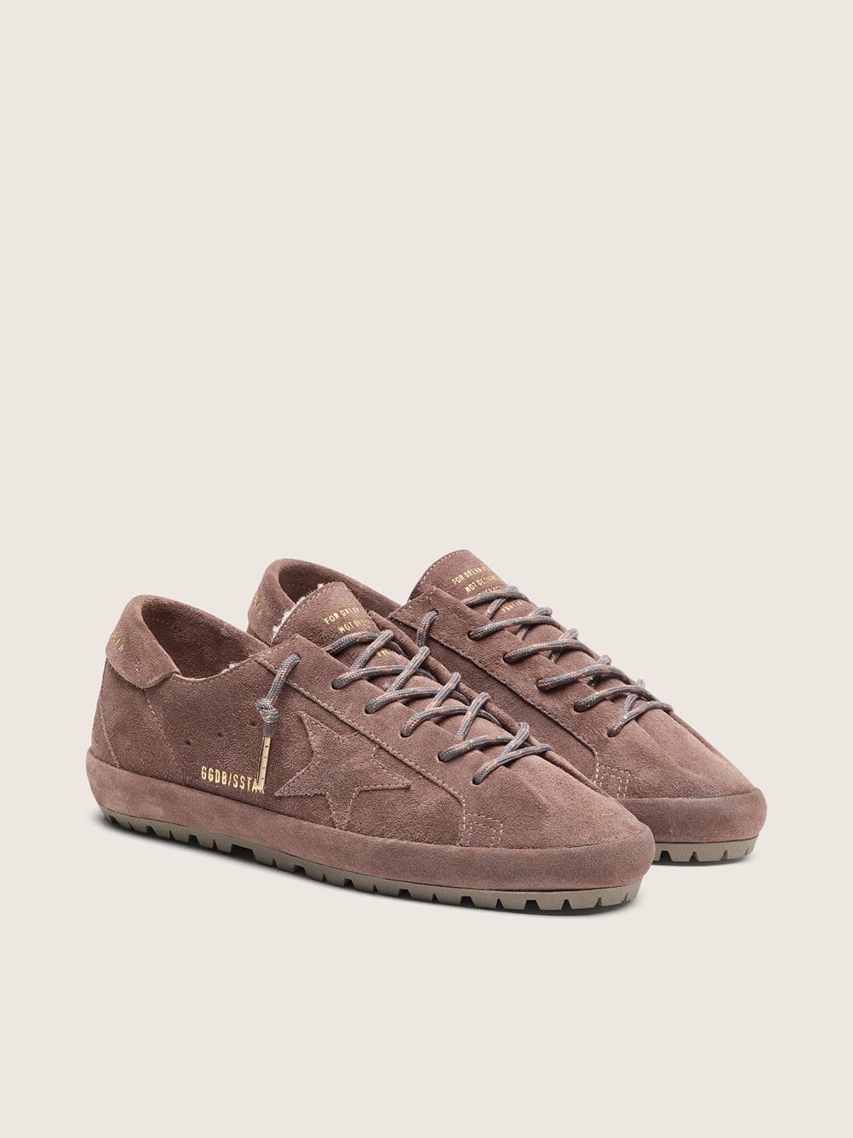 Golden Goose - Women&rsquo;s Super-Star in purple suede with purple star and shearling lining in 