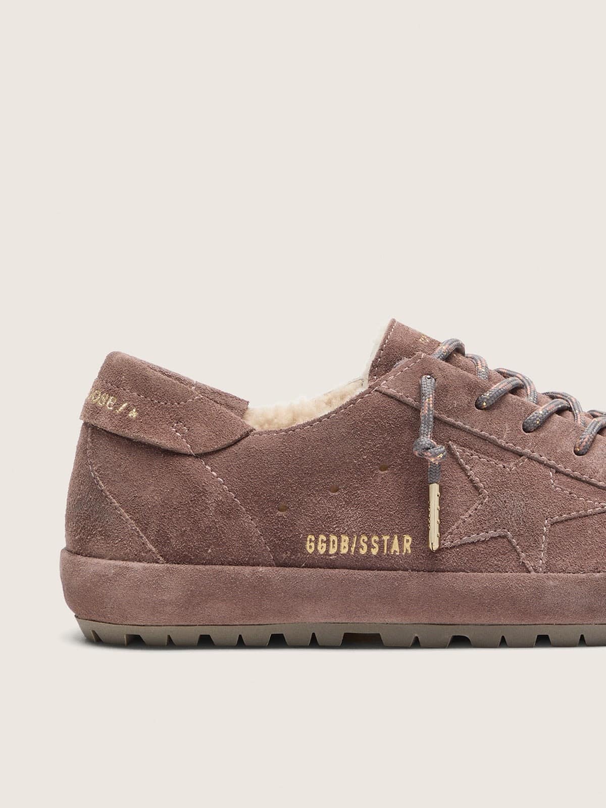 Golden Goose - Women&rsquo;s Super-Star in purple suede with purple star and shearling lining in 