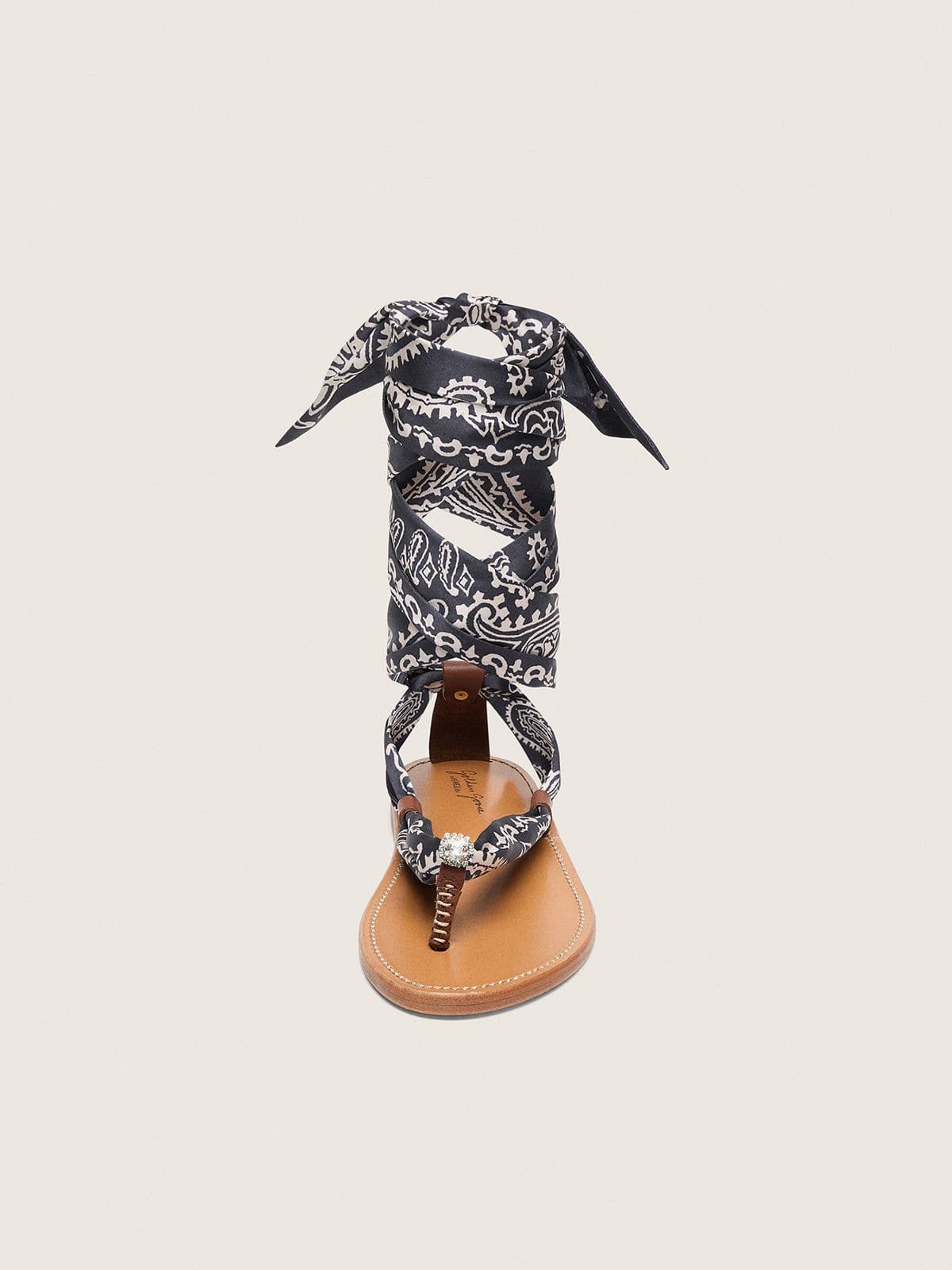 Golden Goose - Flache Damensandale mit dunkelblauem Paisleymuster und Schmuckdetail in 