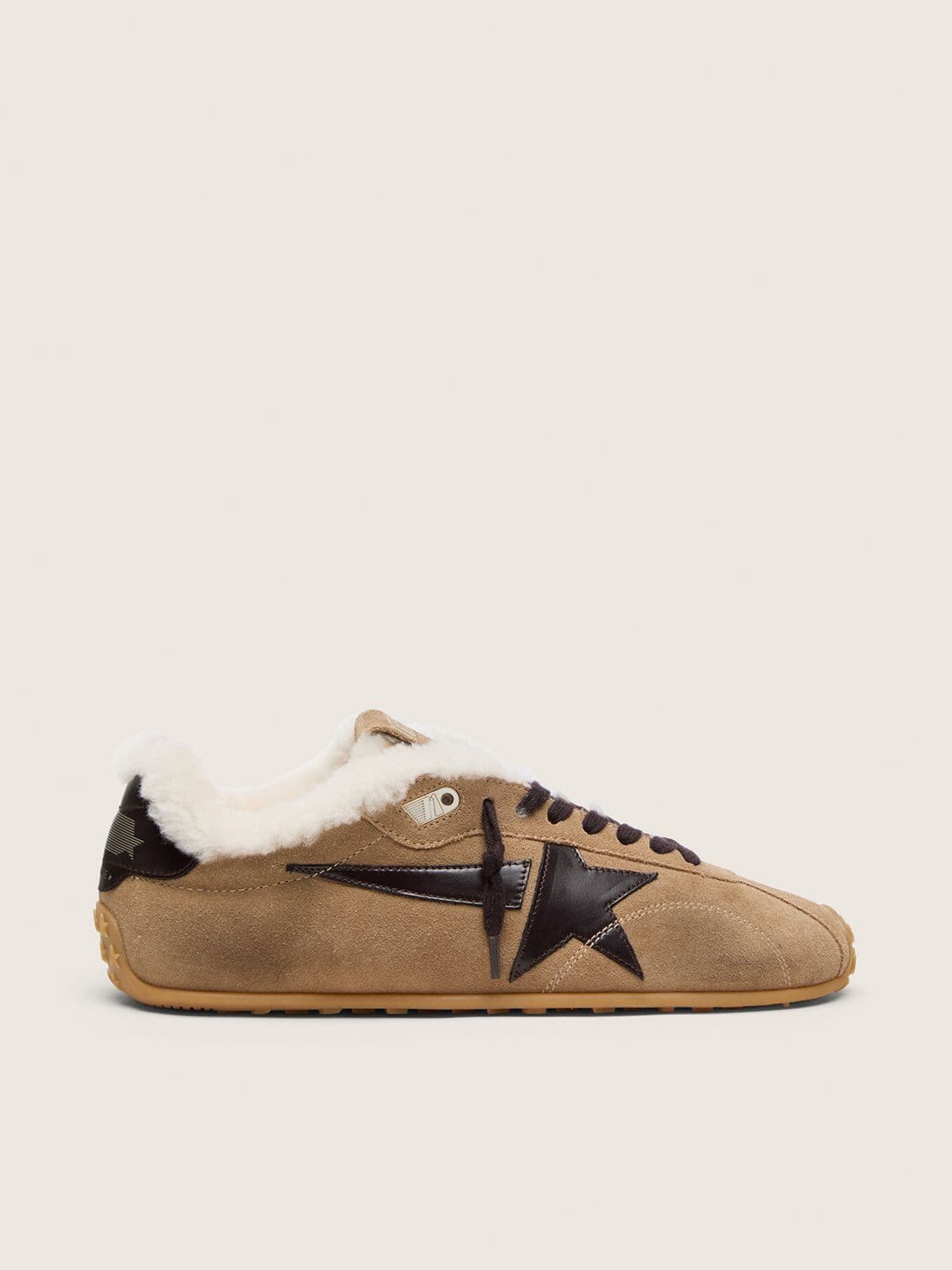 Golden Goose - Marathon Speed donna in suede tabacco con stella nera in 