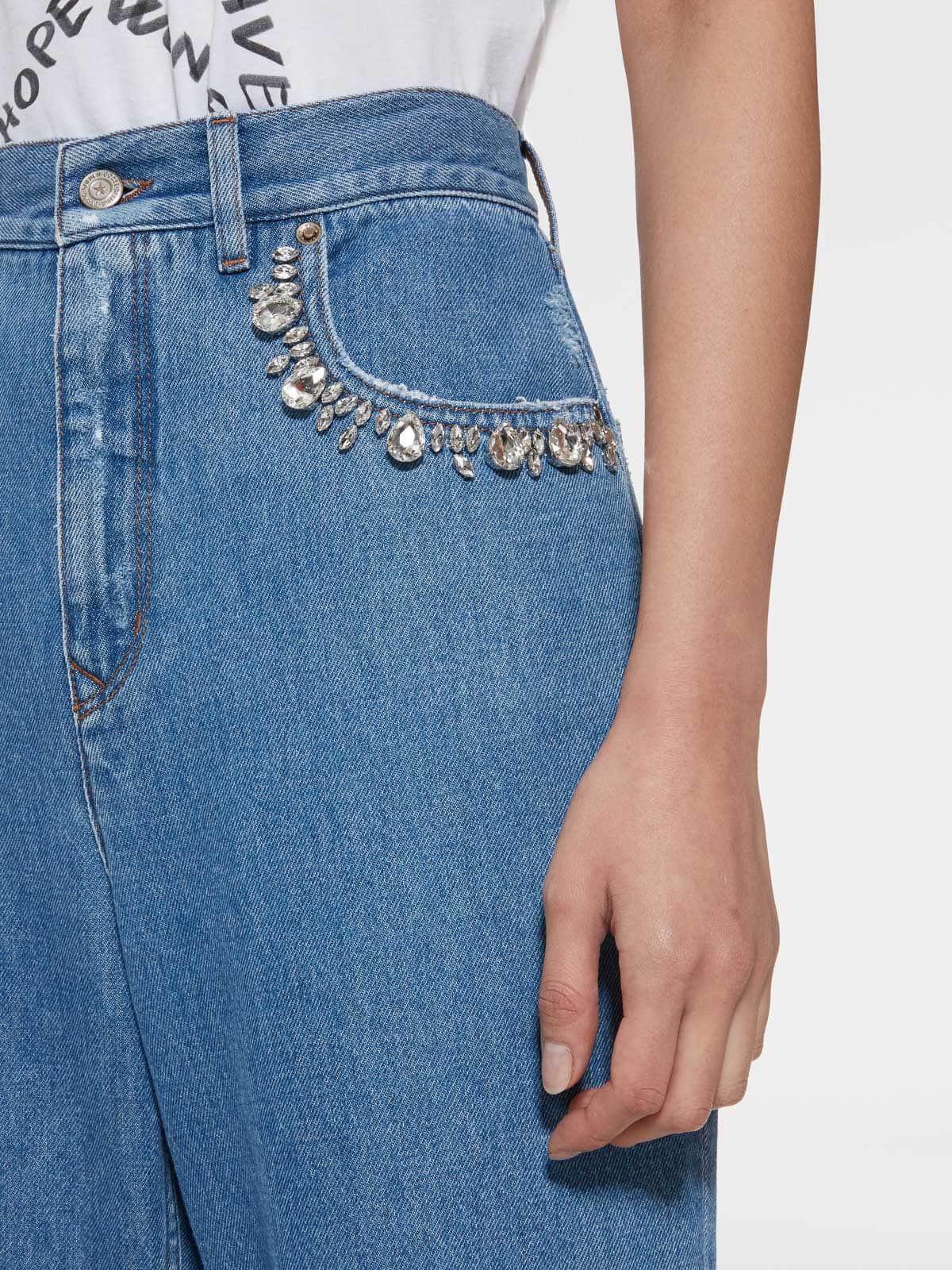 Kim denim jeans with crystals applications | Golden Goose