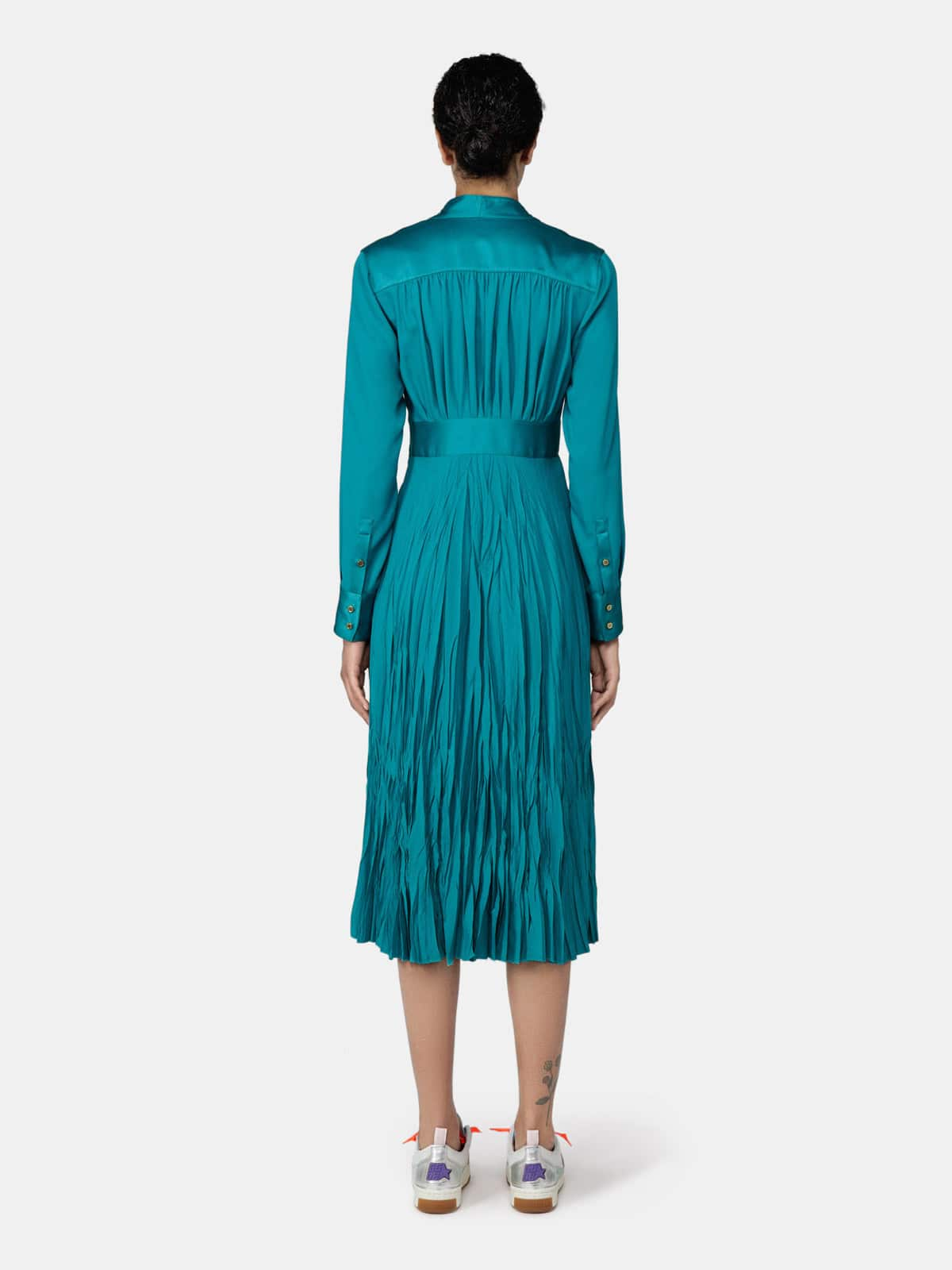 Golden Goose - Adriana long dress in petrol green with pleats in 