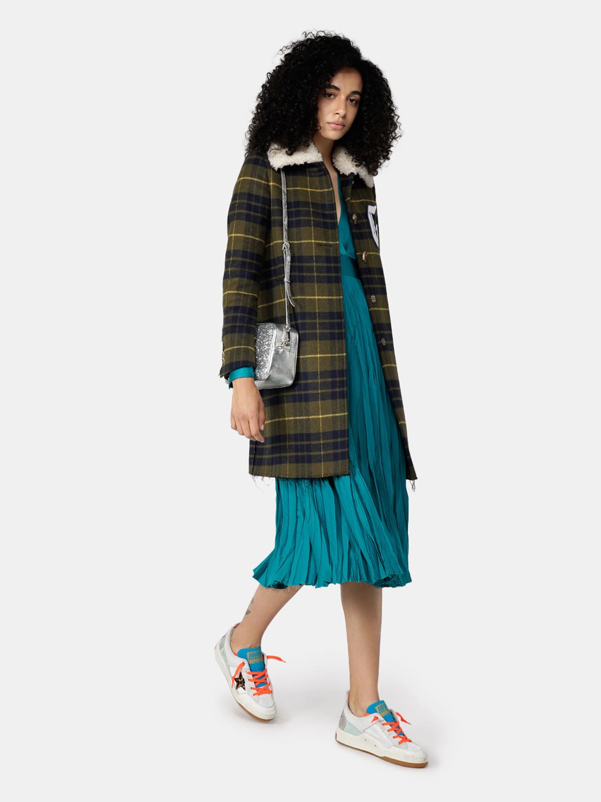 Golden Goose - Adriana long dress in petrol green with pleats in 