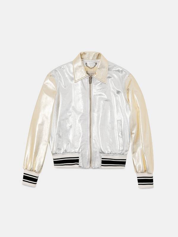 Angelica bomber jacket in gold and silver leather