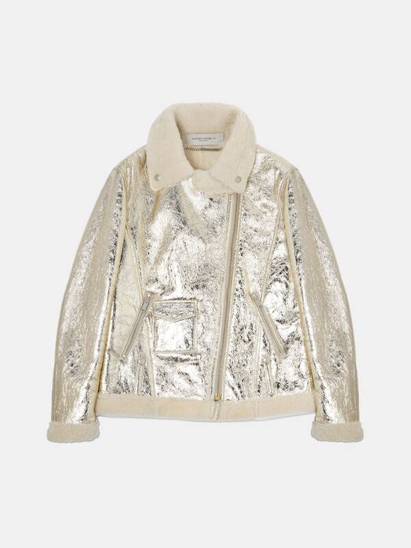 Assia sheepskin jacket in laminated leather with shearling lining