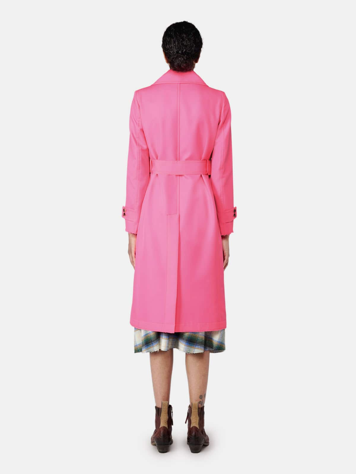 Golden Goose - Abigail trench coat in fuchsia fabric with pins in 