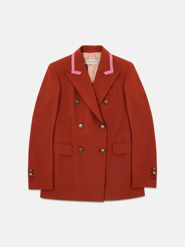 Annabella double-breasted blazer with pink detail