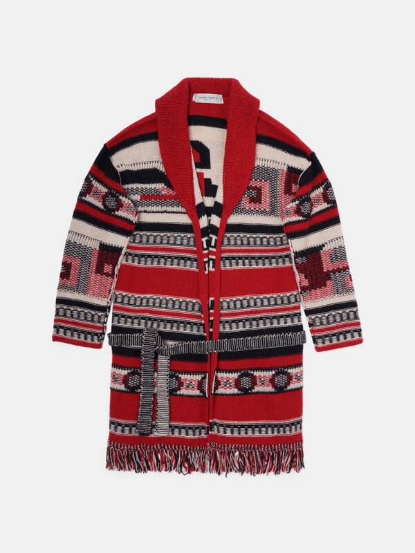 Azul cardigan in jacquard pattern wool blend